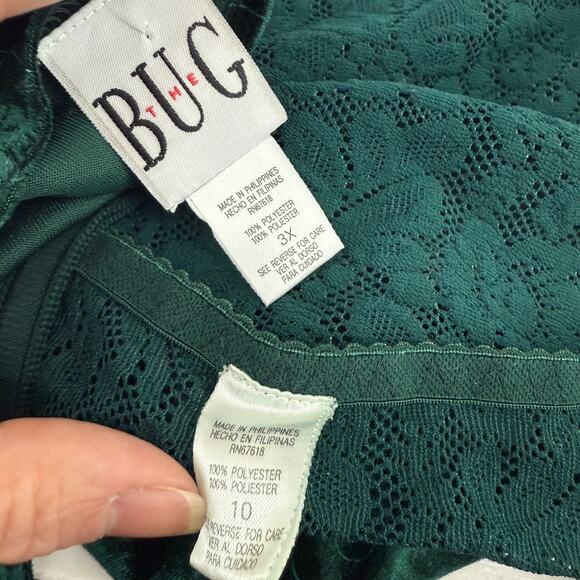 Vintage The Bug Emerald Green Velvet Tank Matching Bikini Set Womens 3X/10 - Picture 4 of 6